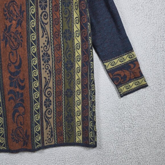 Peruvian Link Open Long Cardigan Womens XL Firenza Sweater Alpaca Blend Jacquard - Picture 7 of 13